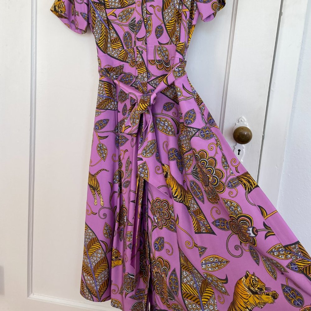 J. Crew Tie-Waist Short-Sleeve Shirtdress in Tiger Floral Size 2 NWT